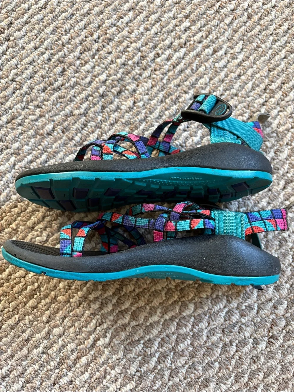 Chaco Kids ZX1 Ecotread Break Teal Multicolor Strappy Sandals Size 2